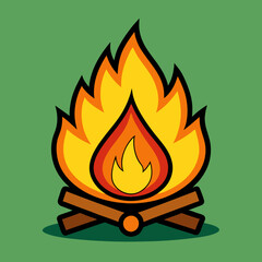 Vector illustration of a wood fire. Fire, flame, campfire, campfire, on a white background.