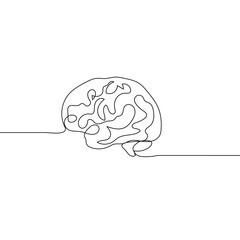 logo design vector continuous line brain