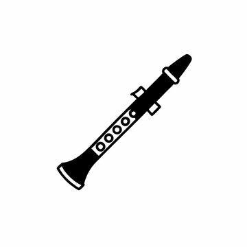Clarinet Black and White logo and icon Illustration, Classical Woodwind Instrument Engraving Style Illustration