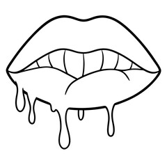 Female lips dripping isolated on white background