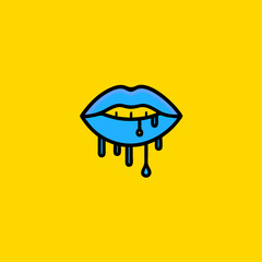 dripping lips minimalist logo, Icon, element vector illustration