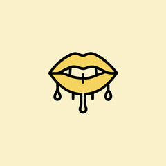 dripping lips minimalist logo, Icon, element vector illustration