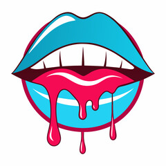 Sexy drip lips Minimalist concept vector illustration
