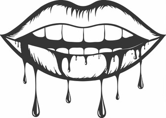 Dripping lips vector set collection graphic clipart design Creative vector cartoon illustration
