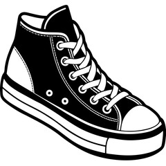 Continuous singleline hightop sneaker vector illustration for minimalist editable style vector illustration