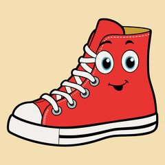 Classic basketball sneakers  shoes Creative vector cartoon illustration