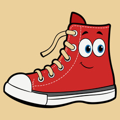 Classic basketball sneakers  shoes Creative vector cartoon illustration