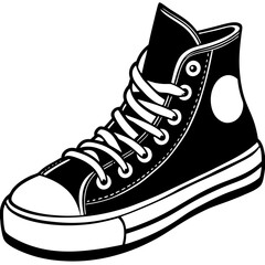 Continuous singleline hightop sneaker vector illustration for minimalist editable style vector illustration