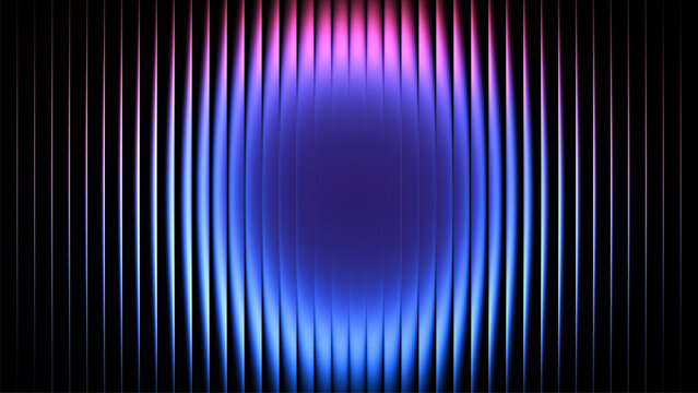 Vibrant circular gradient pattern with ribbed fractal glass texture effect blending blue purple colors. Futuristic background with fluorescent wave effect perfect for creative digital designs. Vector