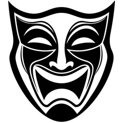 Vector 3d Realistic Comedy and Tragedy Theater Mask Icon, minimalist logo, Icon, element vector illustration