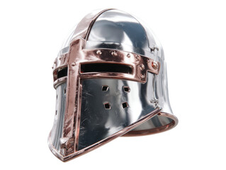 Fototapeta premium Shiny Metal Knight Helmet with Copper Accents on Transparent Background