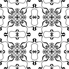 Seamless Black and White Decorative Tile Pattern – Vector Ornamental Design for Wallpaper, Fabric, Scrapbooking, Wrapping Paper, and Digital Backgrounds