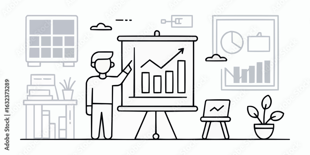 Poster modern thin line business presentation icon set featuring diverse elements and professional graphics
