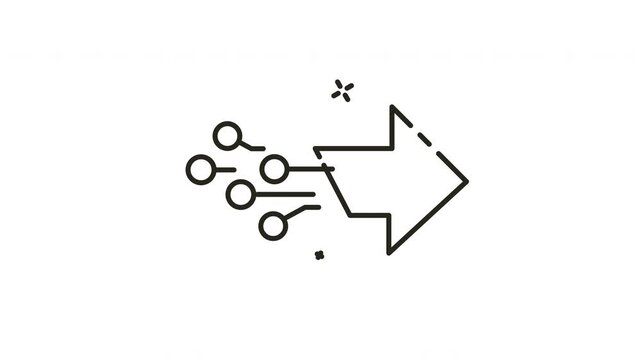 Black and white electronic arrow icon suitable for web design, infographics, presentations, and digital interfaces. Modern, sleek, and versatile.