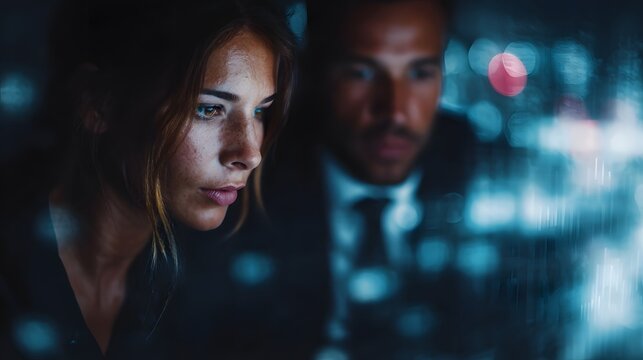 Financial professionals analyzing stress test data