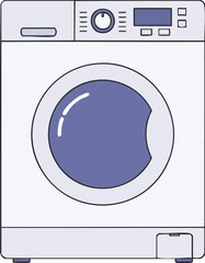 Flat Vector White Washing Machine Modern Household Appliance