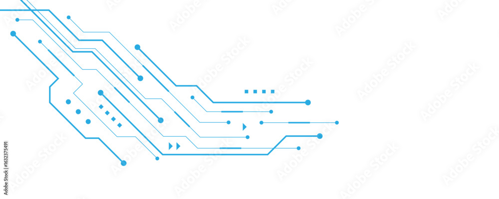 Poster abstract white blue digital technology futuristic circuit board background design. technology dots l
