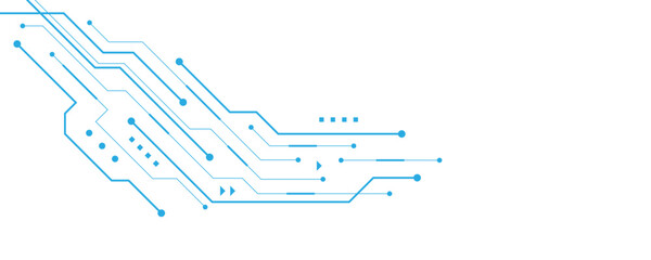 Abstract white blue digital technology futuristic circuit board background design. Technology dots lines connect network background.	