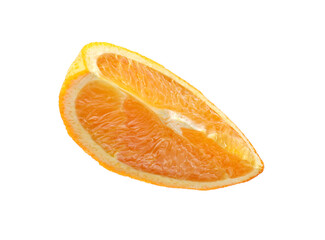 One slice of fresh orange isolated on white