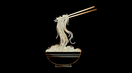 noodles with chopsticks pulling strand 