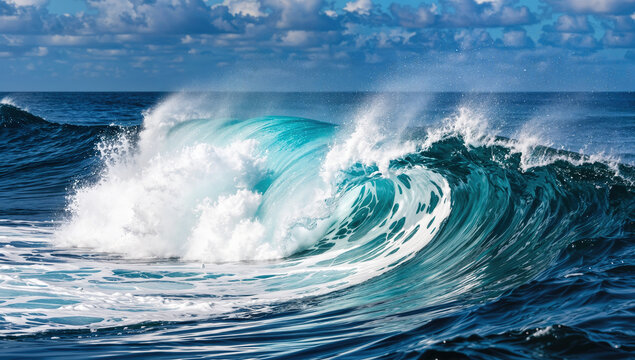powerful ocean wave breaking - Powered by Adobe