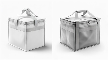 Two blank insulated lunch bags