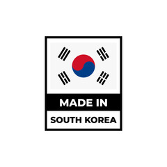 South Korea Manufacturing Label with Flag Icon