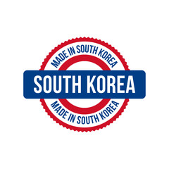 Red Made in South Korea Round Badge for Product Origin