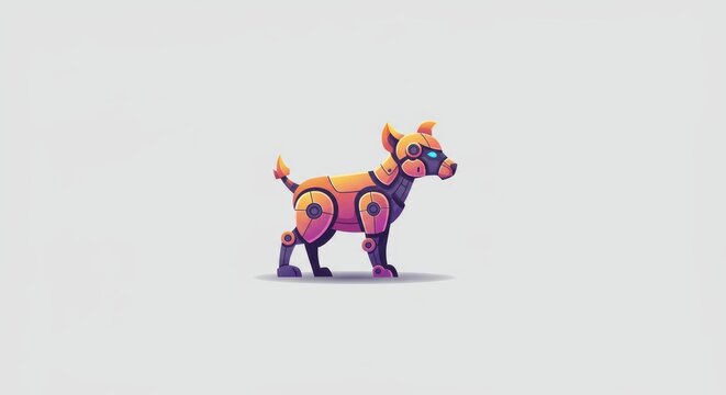 Sleek Futuristic Robot Dog with Orange Armor and Glowing Blue Eye