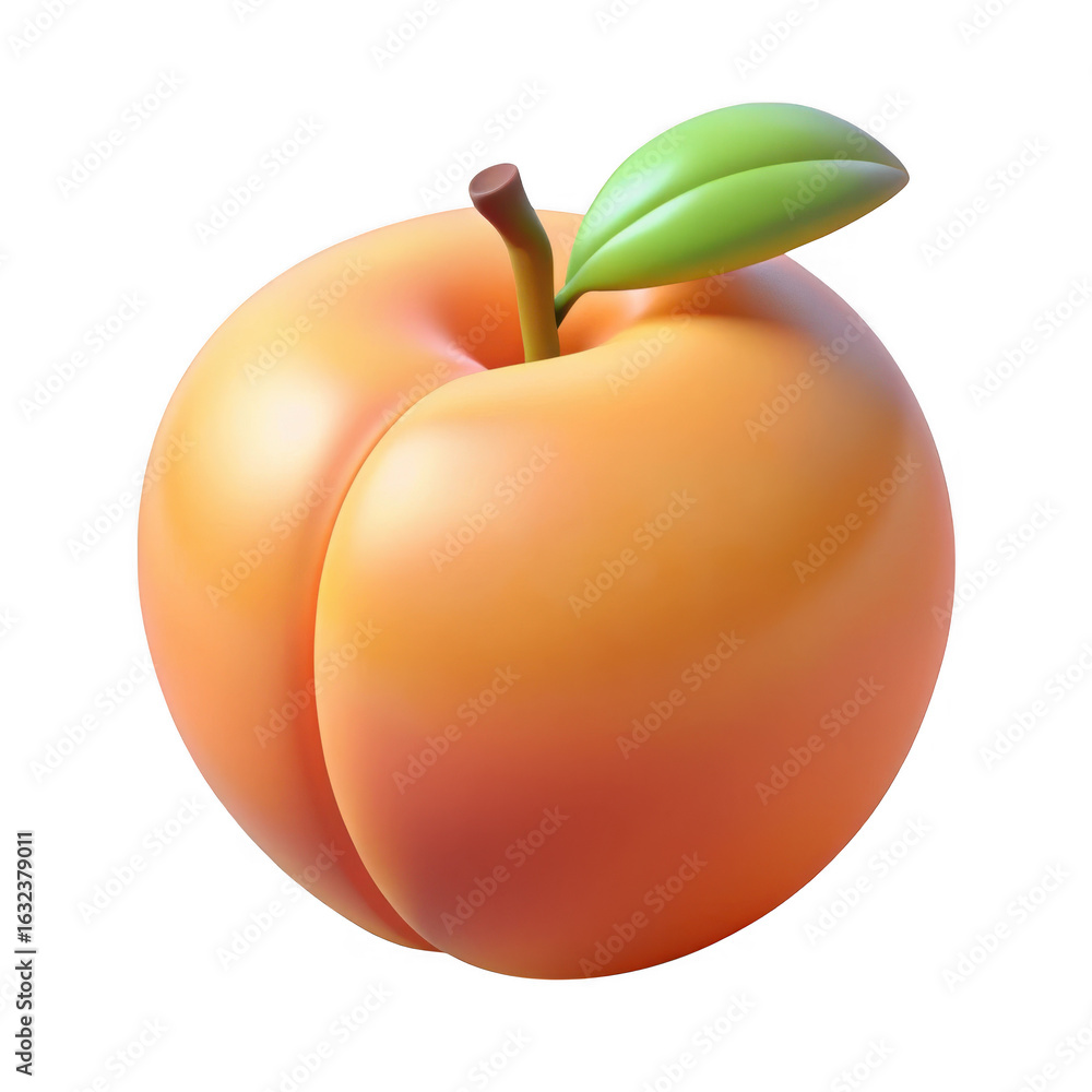 Poster realistic 3d render of a peach isolated on transparent background