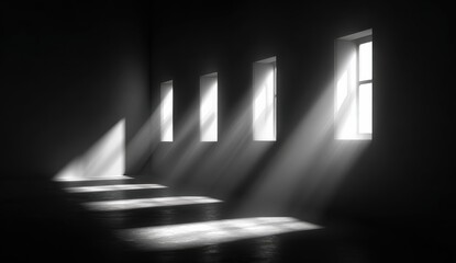 Abstract monochrome patterns created by geometric architectural shadows showcasing unique designs and artistic forms in a captivating visual presentation
