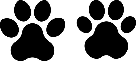 Dog paws black silhouettes set, Set of dog paws, dog paws collections, Vector of dog paws, dog paws silhouette, dog paws isolated on white background