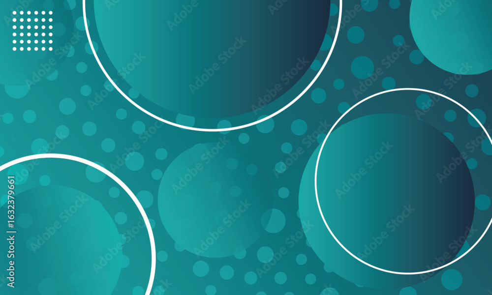 Poster modern abstract background with glowing geometric lines and halftone decoration. green gradient circ