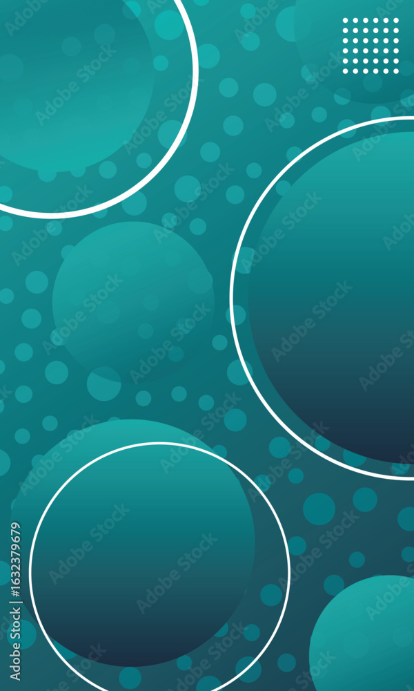 Poster modern abstract background with glowing geometric lines and halftone decoration. green gradient circ