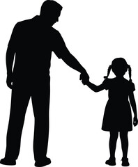 Silhouette of adult and child, holding hands, family bond, emotional connection, parental love, guidance, support, trust, care, togetherness