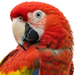 Obraz premium Scarlet macaw close up head shot of bird isolated on transparent background
