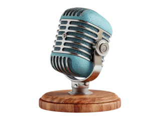 Vintage Microphone Isolated on Transparent Background for Design Use