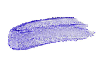 Fototapeta premium Cream eye shadow sample in blue shadow isolated on white, top view