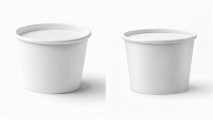 Two blank white disposable cups