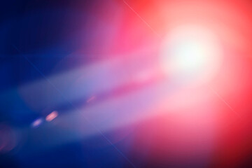 Police red and blue lights, blurred view