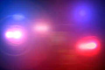 Police red and blue lights, blurred view