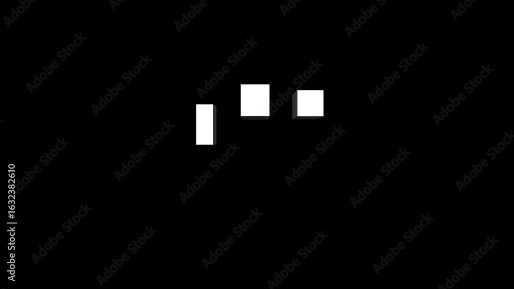 Fototapete minimalist loading animation with three white rectangular blocks appearing sequentially, a digital p