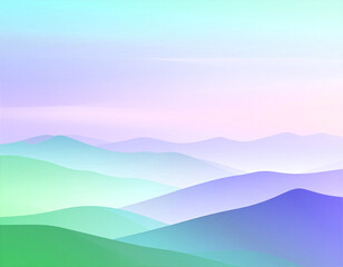 精神を癒す穏やかな山の風景。AI生成画像。