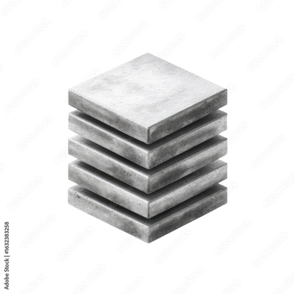 Poster stack of gray concrete blocks arranged in a neat formation showcasing industrial design and architec