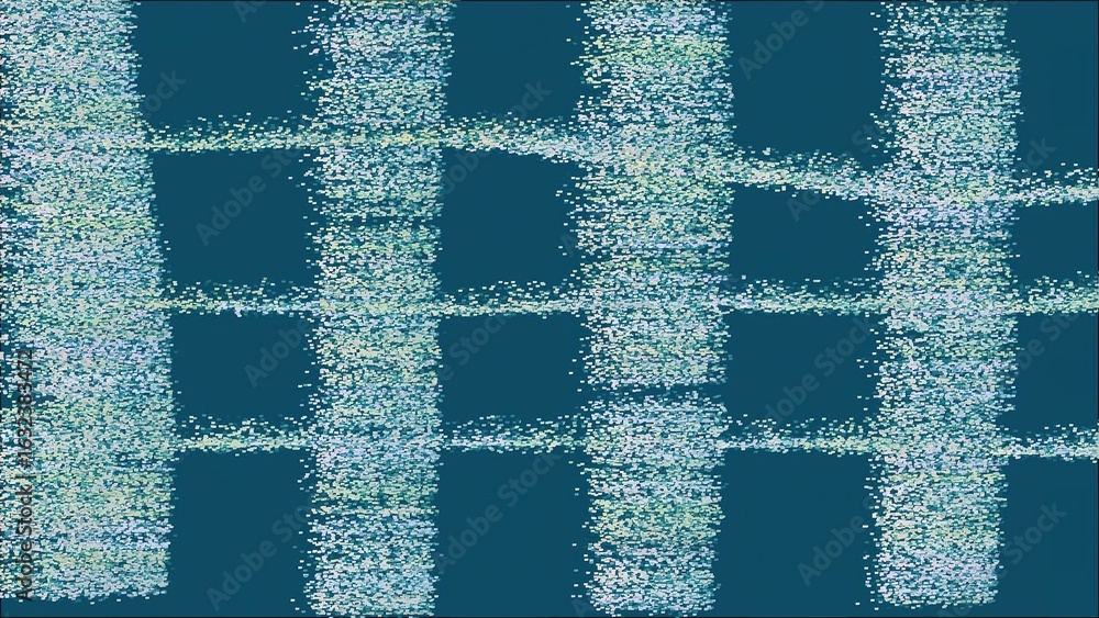 Poster abstract blue background with sparkling glitter particles forming a grid pattern, creating a festive