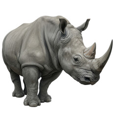 Obraz premium Full body of a rhino with two horns isolated on transparent background
