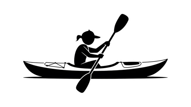 Woman kayaking, a silhouette of determination.
