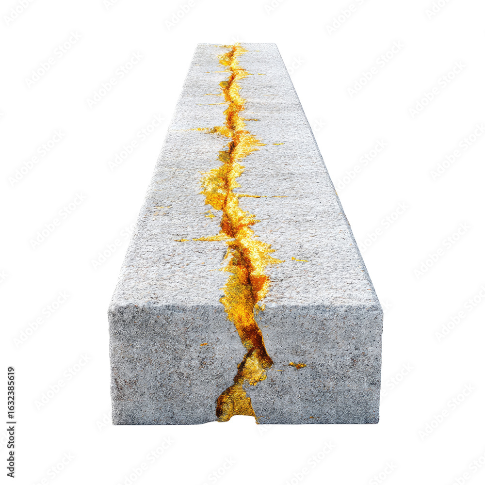 Poster cracked concrete slab with visible fissure and rusty texture highlighting weathered surface
