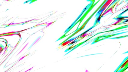 Abstract vibrant streaks of neon green, blue, pink, and red colors against a clean white background, creating a dynamic and energetic visual effect