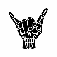 Skeleton Hand Horns Gesture Skull Motif Rock and Roll Symbol